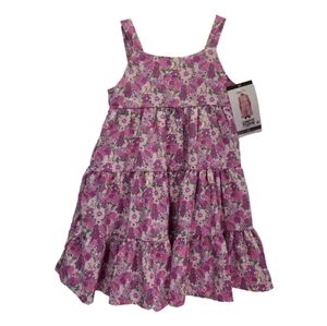 Social Standard Girl's Tiered Tie-Back Sleeveless Orchid Floral Dress 3T New